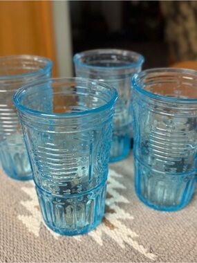 Bormioli Rocco Italy Turquoise Glass Tumbler Set of 4